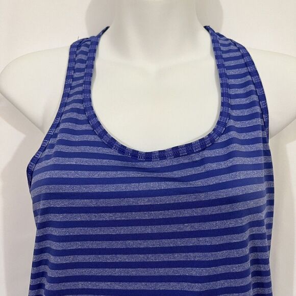 Danskin Medium Blue Striped Tank Top Athletic Activewear Stretch Dri More 0659 - Picture 2 of 9